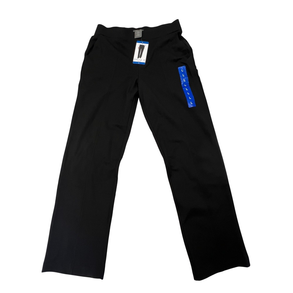 Matty M Dress Pants‎ Womens L Black Stretch Pull On Straight Leg